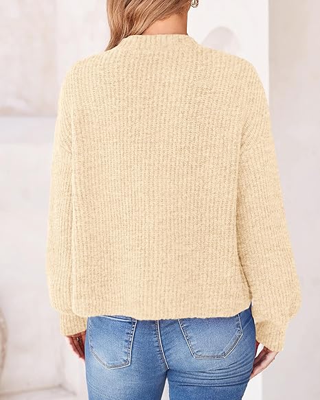 Women's Chunky Knit Fall Cardigan 2025 Winter Long Sleeve Button Down Soft Loose Cropped Sweater Outwear